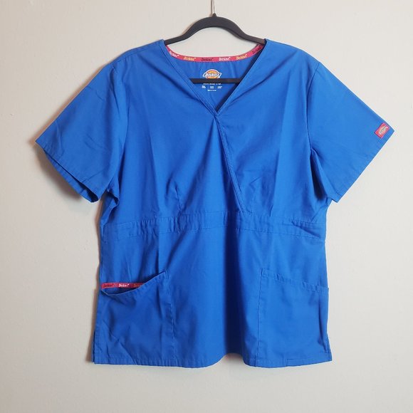 Dickies Royal Blue V-Neck Scrub Top XL - Picture 1 of 6